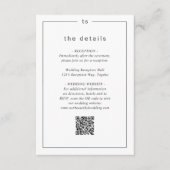 Carte D'accompagnement Code QR noir et blanc intemporel Mariage moderne (Devant)