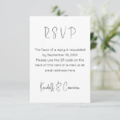 Carte D'accompagnement Code QR noir et blanc Mariage RSVP (Debout devant)