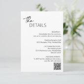 Carte D'accompagnement Code QR noir et blanc minimal Mariage moderne (Debout devant)