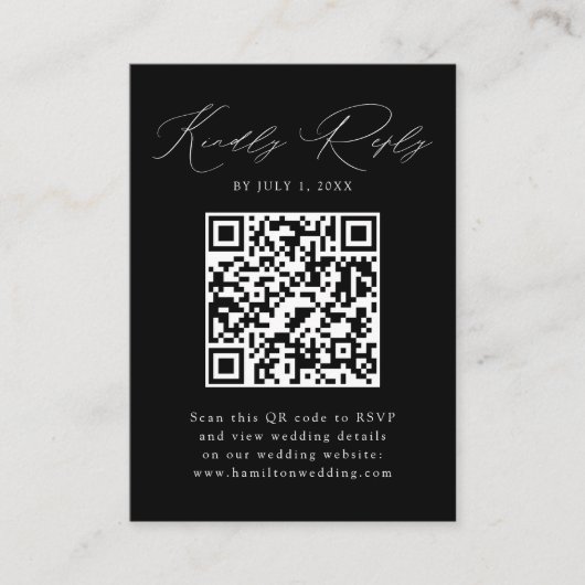 Carte D'accompagnement Code QR noir et blanc moderne RSVP (Devant)