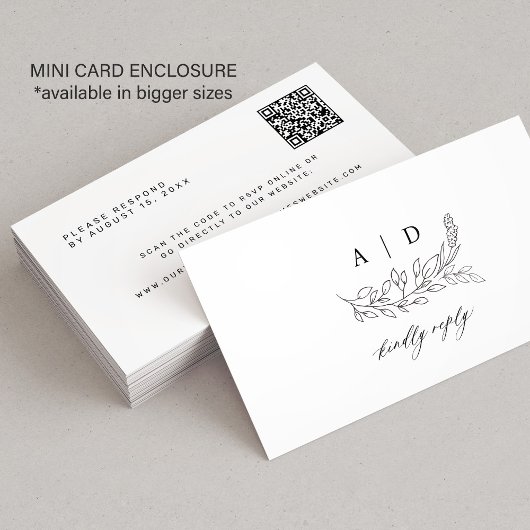 Carte D'accompagnement Code QR noir et blanc monogramme site web mariage