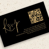 Carte D'accompagnement Code QR noir Gold Script Mariage RSVP