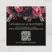 Carte D'accompagnement Code QR Noir Mariage gothique RSVP (Devant)