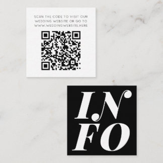 Carte D'accompagnement Code QR noir minimaliste Info Mariage en ligne