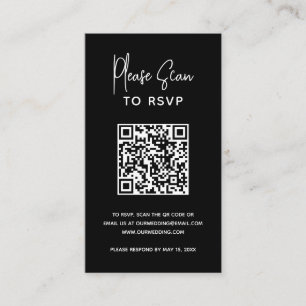 Carte D'accompagnement Code QR noir minimaliste Mariage moderne