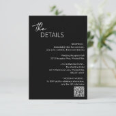 Carte D'accompagnement Code QR noir minimum Mariage moderne (Debout devant)