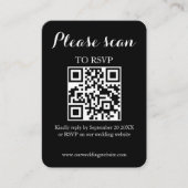 Carte D'accompagnement Code QR noir simple moderne et Mariage RSVP (Devant)