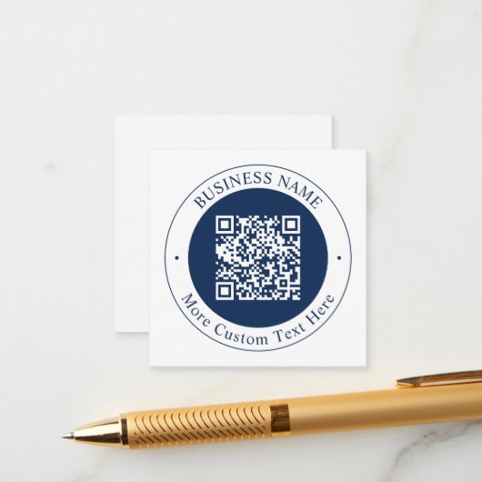 Carte D'accompagnement Code QR personnalisable & Texte | Bleu marine fonc (Devant/Arrière en situation)