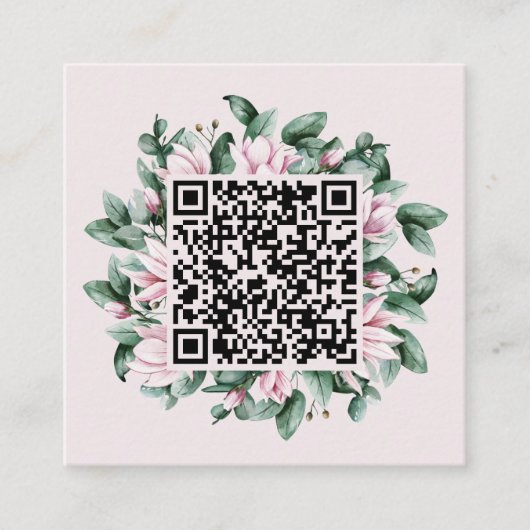 Carte D'accompagnement Code QR personnalisé Magnolia Flower Frame Mariage (Devant)