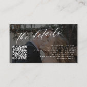 Carte D'accompagnement Code QR photo élégant script détails du mariage (Devant)