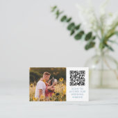Carte D'accompagnement Code QR & Photo Mariage Site Web Détails Dove Bleu (Debout devant)