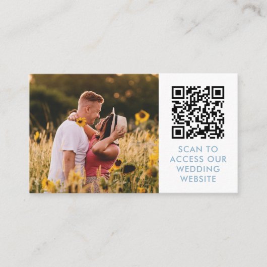 Carte D'accompagnement Code QR & Photo Mariage Site Web Détails Dove Bleu (Devant)