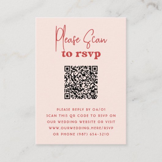 Carte D'accompagnement Code QR photo rose rouge Groovy Sparkle pour répon (Devant)