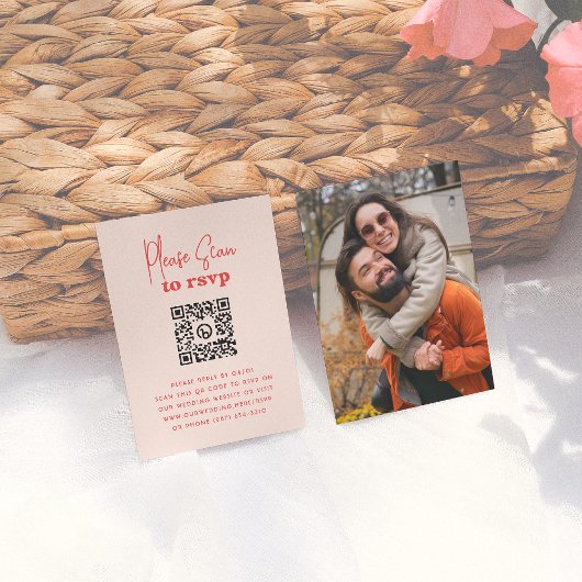 Carte D'accompagnement Code QR photo rose rouge Groovy Sparkle pour répon