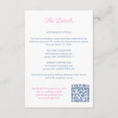 Carte D'accompagnement Code QR pour les détails du mariage avec monogramm (Devant)