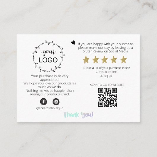 Carte D'accompagnement *~* Code QR RAINBOW - MERCI LOGO AP8 Review (Dos)