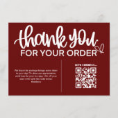 Carte D'accompagnement Code QR Remerciements pour votre emballage d'achat (Devant)