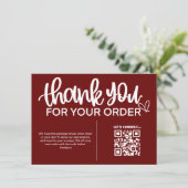 Carte D'accompagnement Code QR Remerciements pour votre emballage d'achat (Debout devant)