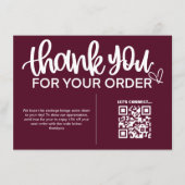 Carte D'accompagnement Code QR Remerciements pour votre emballage d'achat (Devant)