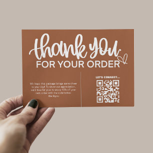 Carte D'accompagnement Code QR Remerciements pour votre emballage d'achat