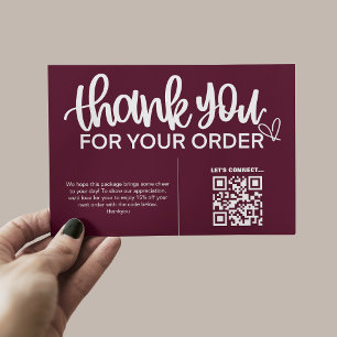 Carte D'accompagnement Code QR Remerciements pour votre emballage d'achat