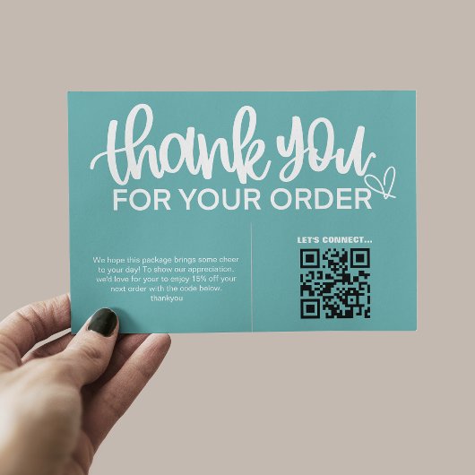 Carte D'accompagnement Code QR Remerciements pour votre emballage d'achat