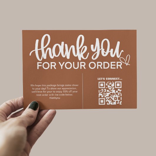 Carte D'accompagnement Code QR Remerciements pour votre emballage d'achat