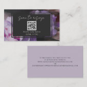 Carte D'accompagnement Code QR Réponse Dramatique Mariage Fleurs Violette (Devant / Derrière)