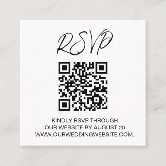 Carte D'accompagnement CODE QR Réponse mariage site web du mariage (Devant)