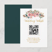 Carte D'accompagnement Code QR rose aquarelle vert émeraude MARY (Devant / Derrière)
