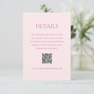 Carte D'accompagnement Code QR rose moderne Mariage élégant