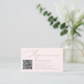 Carte D'accompagnement Code QR RSVP ArtsApp Calligraphie dorée rose fauss (Debout devant)