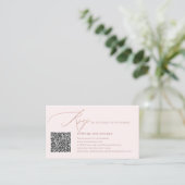Carte D'accompagnement Code QR RSVP ArtsApp Calligraphie Fausse Rose Doré (Debout devant)