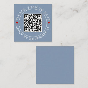 Carte D'accompagnement Code QR RSVP avec les coeurs de bordure mariage bl