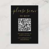 Carte D'accompagnement Code QR RSVP Black And Gold Script (Devant)