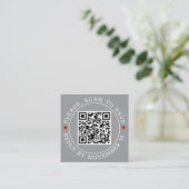 Carte D'accompagnement Code QR RSVP bordure moderne gris mariage (Debout devant)