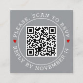 Carte D'accompagnement Code QR RSVP bordure moderne gris mariage (Devant)