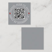 Carte D'accompagnement Code QR RSVP bordure moderne gris mariage (Devant / Derrière)