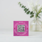 Carte D'accompagnement Code QR RSVP bordure teintée fuchsia rose mariage  (Debout devant)