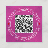 Carte D'accompagnement Code QR RSVP bordure teintée fuchsia rose mariage  (Devant)