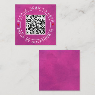 Carte D'accompagnement Code QR RSVP bordure teintée fuchsia rose mariage 