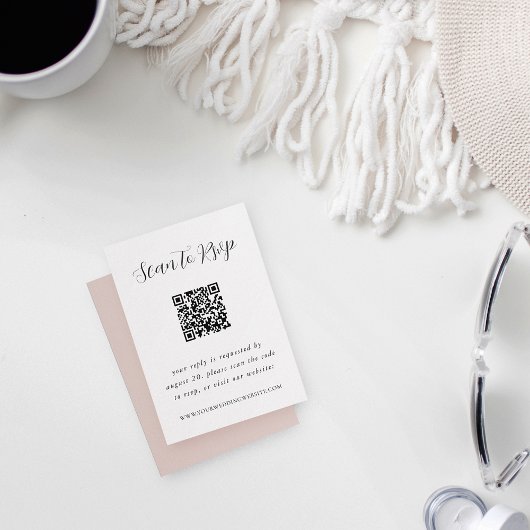 Carte D'accompagnement Code QR RSVP Calligraphie Élégante