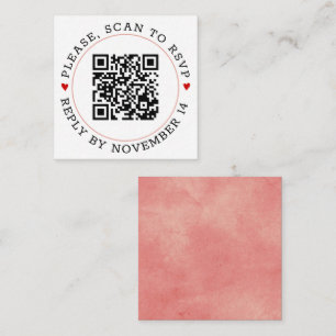 Carte D'accompagnement Code QR RSVP coral frontière rose et mariage de co