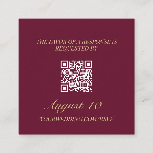 Carte D'accompagnement Code QR RSVP de mariage illustrée Monogramme de l' (Devant)