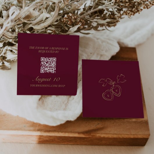 Carte D'accompagnement Code QR RSVP de mariage illustrée Monogramme de l'