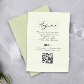 Carte D'accompagnement Code QR RSVP Élégant Mariage Vert Script