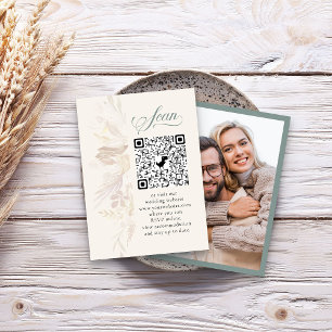 Carte D'accompagnement Code QR RSVP en ligne de photo Sage Green Botanica