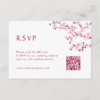 Carte D'accompagnement Code QR | RSVP Fleur de Cerisier