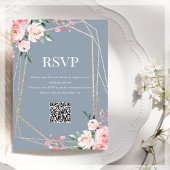 Carte D'accompagnement Code QR RSVP | Floral bleu foncé