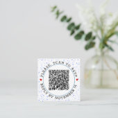 Carte D'accompagnement Code QR RSVP frontière bleue et confetti (Debout devant)